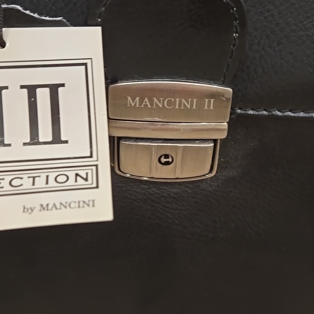 NWT Retro Mancini Elegant/Chic  Black Leather Briefcase - Picture 2 of 12